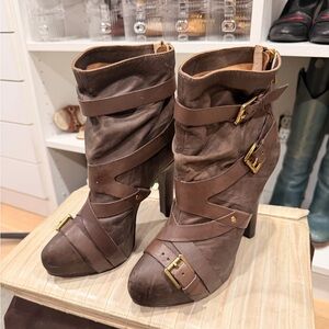 Brown Strappy Women's Boots